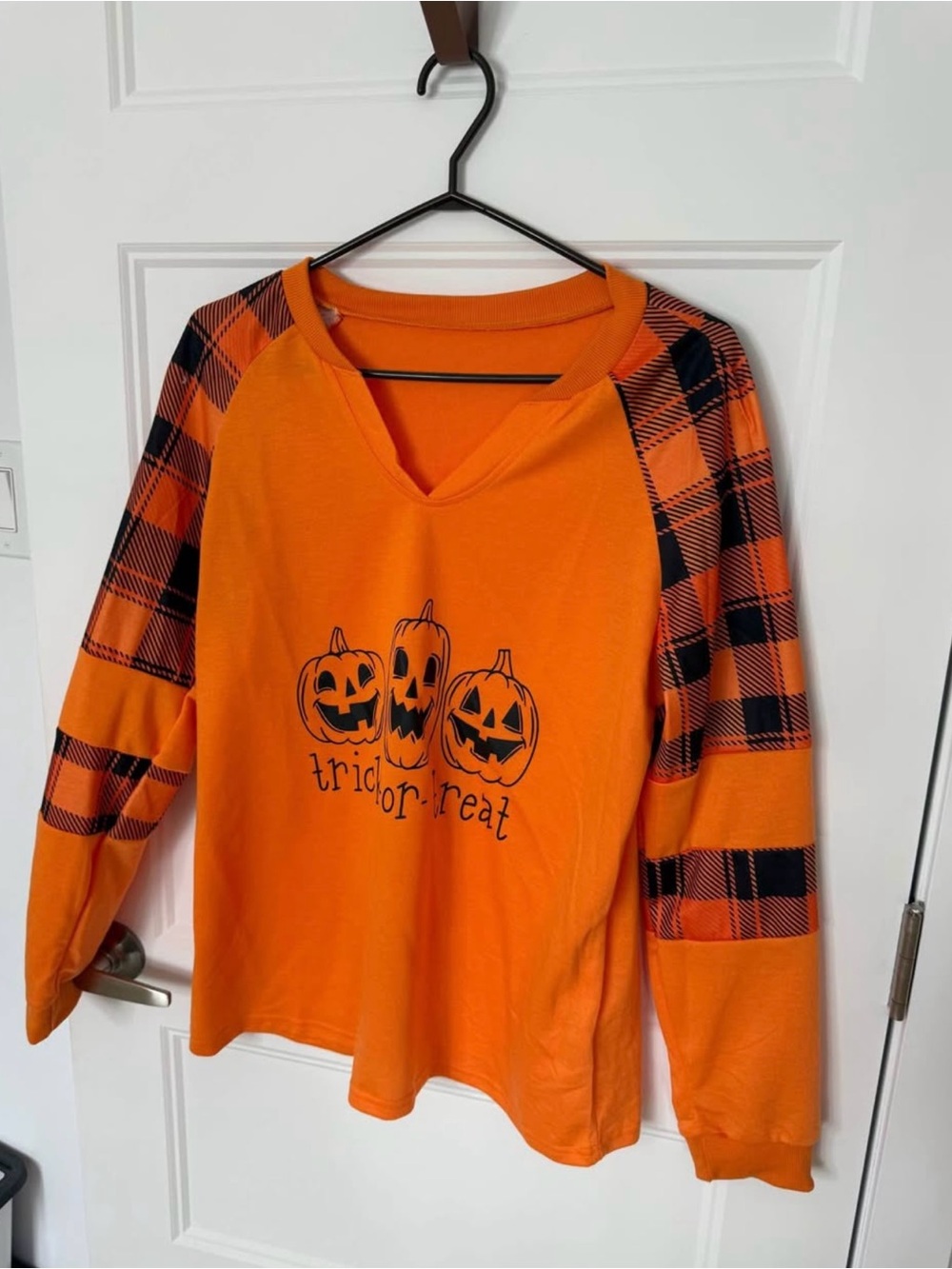 Woman Orange Pumpkin 'Trick or Treat' Long-Sleeve Top